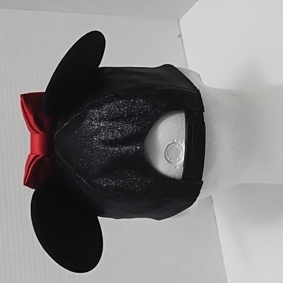 Disney Minnie Mouse Black Glitter Red Bow Ear Adjustable Baseball Hat - Picture 3 of 7